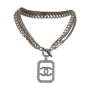 Chanel Necklace Multi Chain Silver CC Pendant SS 2018